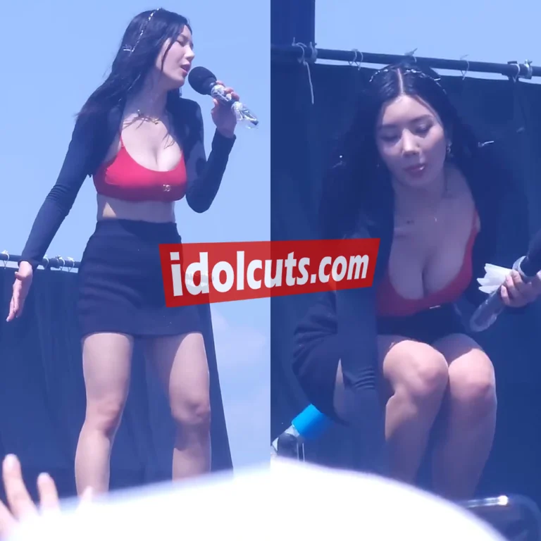 权恩妃 水弹舞台 红色内衣 黑色短裙 蹲姿 爆乳 诱惑