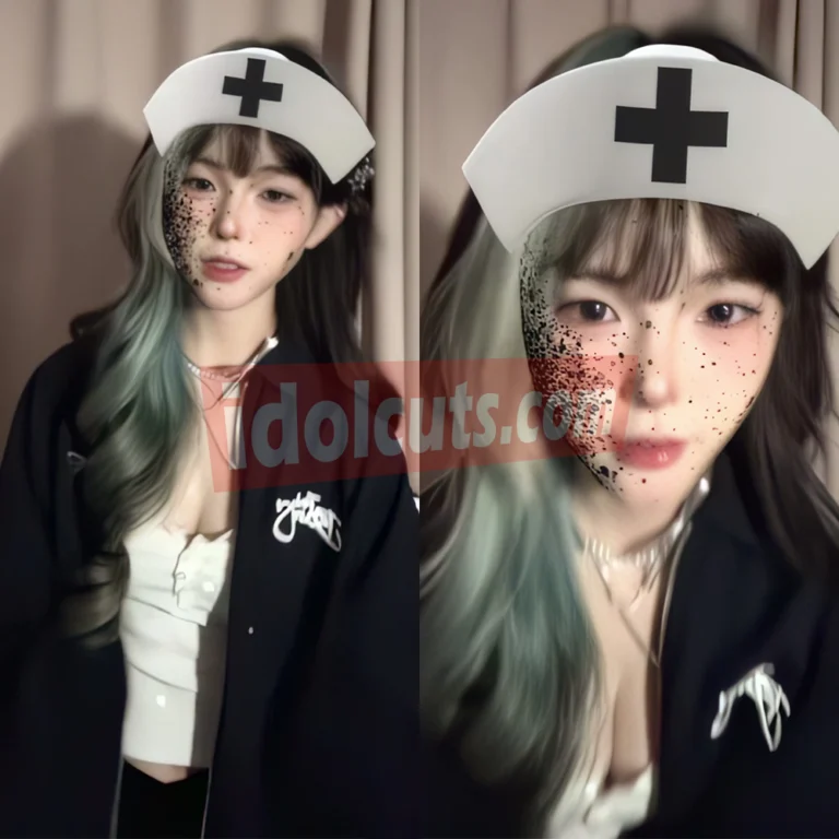 抖音Nuo 手势舞 挑战 深V白色上衣 俯身 露乳沟 纯欲风 高清双视角拼接壁纸