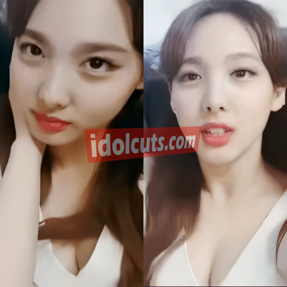 TWICE 林娜琏直播截图，白色深V上衣展现惊人锁骨与身材曲线